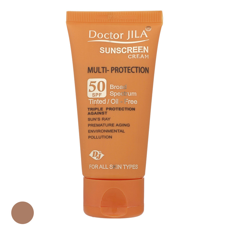 کرم ضد آفتاب رنگی دکتر ژیلا SPF 50 مدل Multi-Protection ‌مناسب انواع پوست‌ وزن 50 گرم