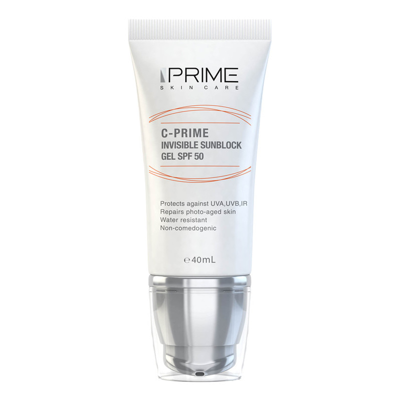 ژل ضدآفتاب بیرنگ پرایم SPF50 مدل C-Prime مناسب برای انواع پوست، حجم 40 میلیلیتر