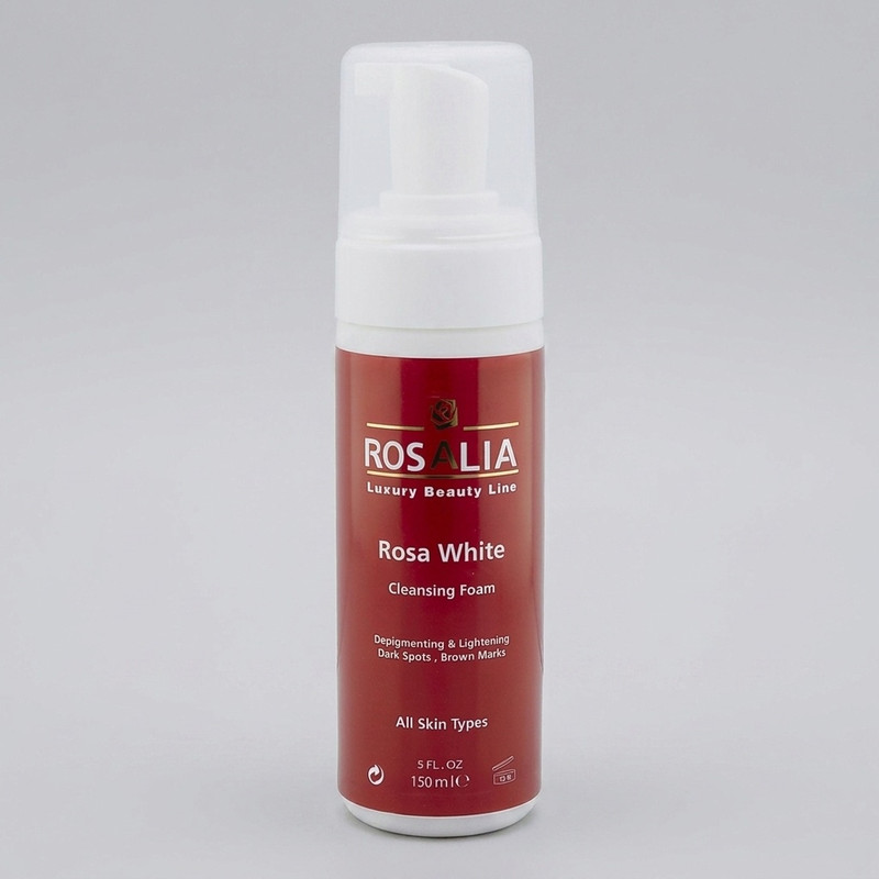 فوم پاککننده و روشنکننده پوست رزالیا مدل Rosa White حجم 150 میلیلیتر