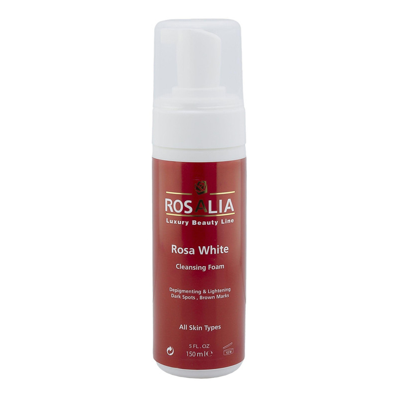فوم پاککننده و روشنکننده پوست رزالیا مدل Rosa White حجم 150 میلیلیتر