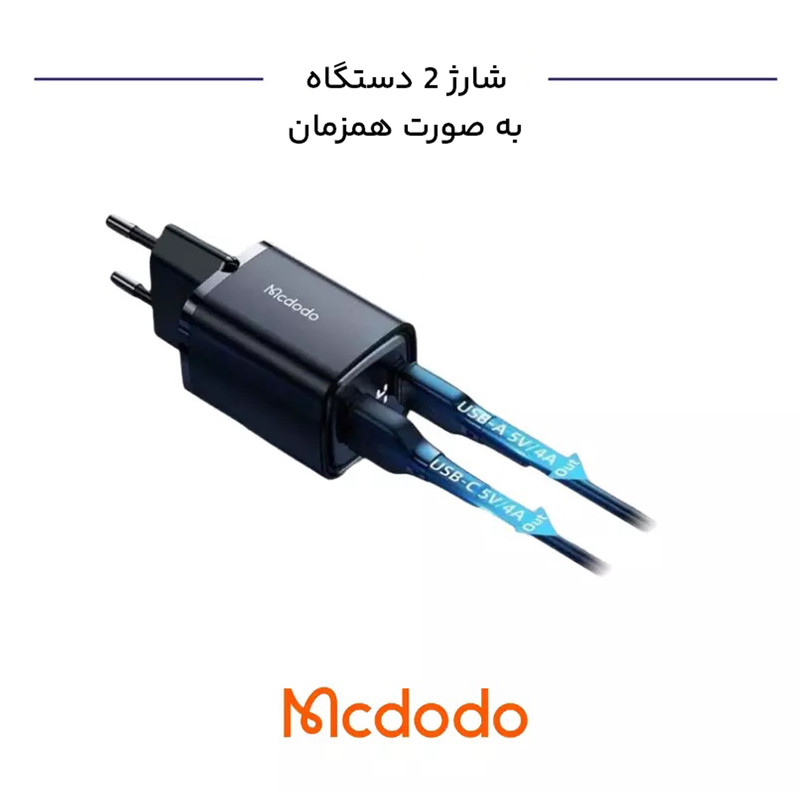 شارژر دیواری 33 وات دو پورت مک دودو مدل CH-1701