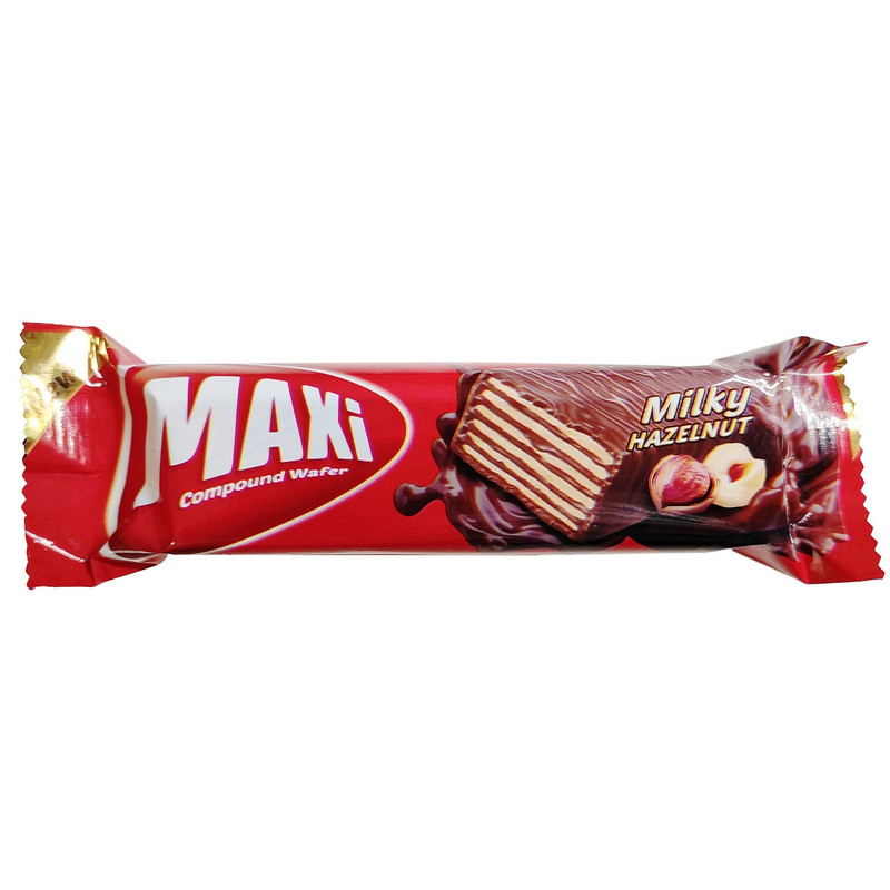 ویفر روکش کاکائو با طعم فندق مکسی شیرین عسل - 30گرم بسته 24 عددی