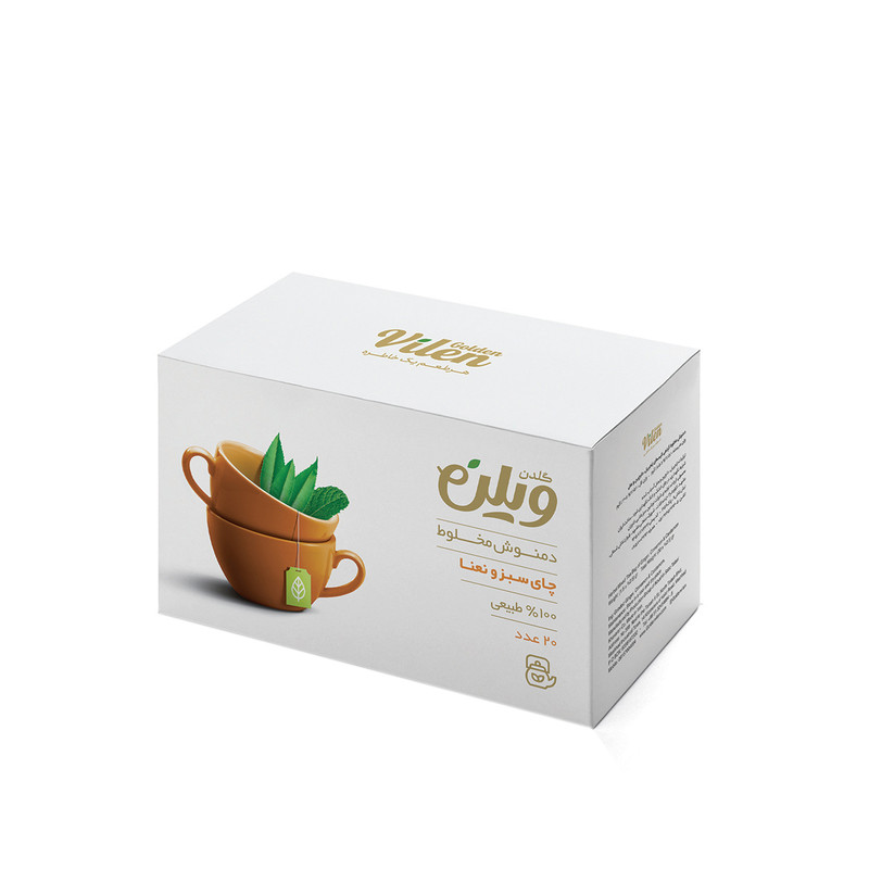 دمنوش گیاهی چای سبز و نعنا گلدن ویلن بسته 20 عددی