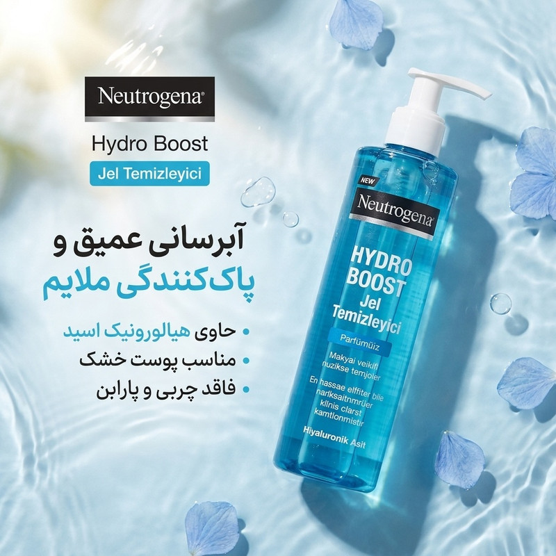 ژل شستوشوی صورت نوتروژینا مدل هیدروبوست مناسب برای پوست خشک حجم 200 میلیلیتر