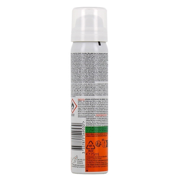 اسپری ضد آفتاب بدون رنگ لاروش پوزای SPF 50 مدل Anthelios Brume Anti Brillance مناسب پوست های چرب و مختلط حجم 75 میلیلیتر