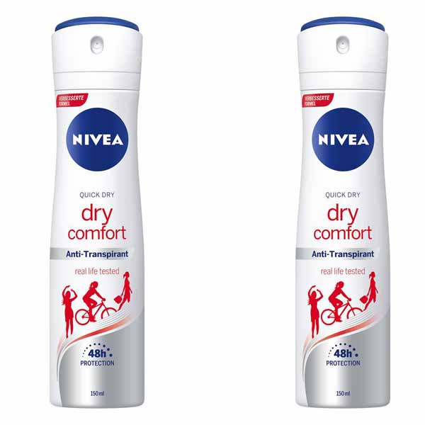 اسپری بدن زنانه نیوآ مدل dry comfort حجم 150 میلی لیتر مجموعه 2 عددی