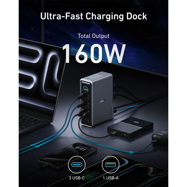 شارژر رومیزی 160وات 14 پورت انکر مدل Prime Docking Station A83B6