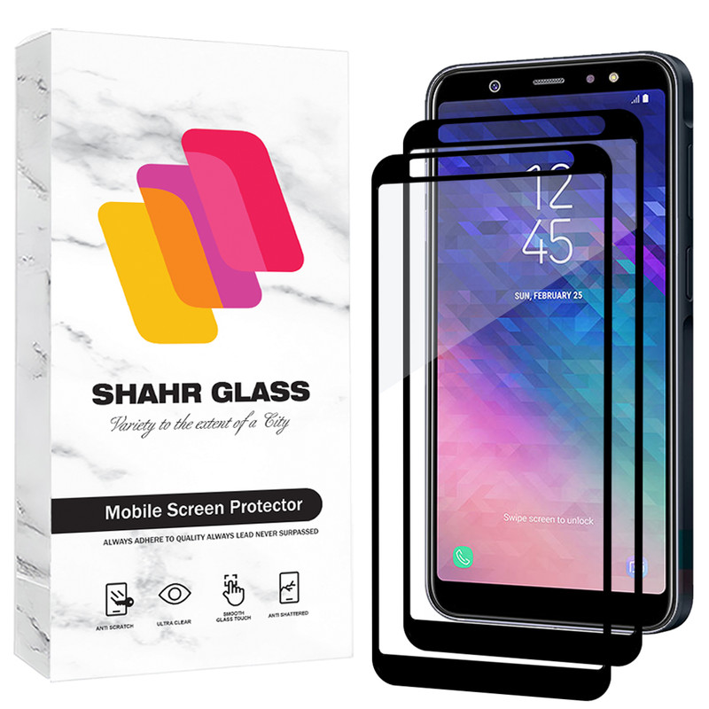 محافظ صفحه نمایش شیشه ای شهر گلس مدل FUL2 مناسب برای گوشی موبایل سامسونگ Galaxy A8 Plus / Galaxy A6 Plus / Galaxy J8 / Galaxy J4 Plus / Galaxy J4 Core بسته دو عددی