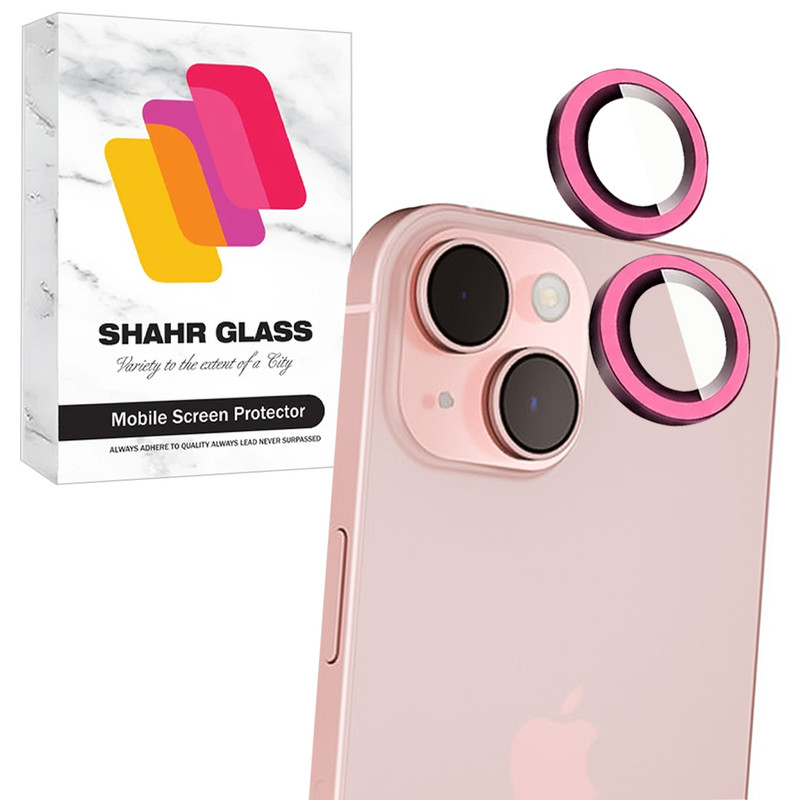 محافظ لنز دوربین شیشهای شهر گلس مدل SHLZS مناسب برای گوشی موبایل اپل iPhone 15
