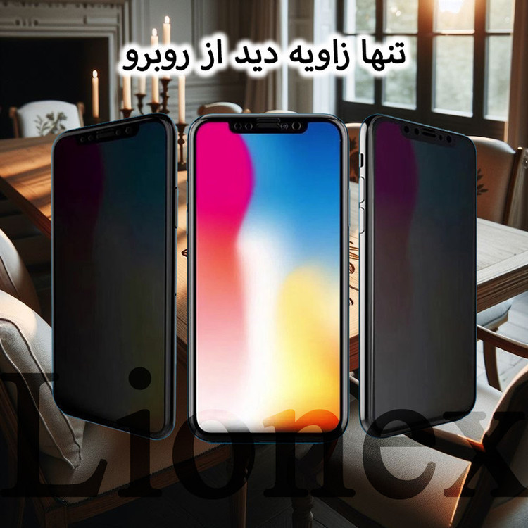 محافظ صفحه نمایش سرامیکی حریم شخصی لایونکس مدل CERPRIVNANOL مناسب برای گوشی موبایل اپل iPhone 8 Plus / 7 Plus به همراه محافظ پشت گوشی