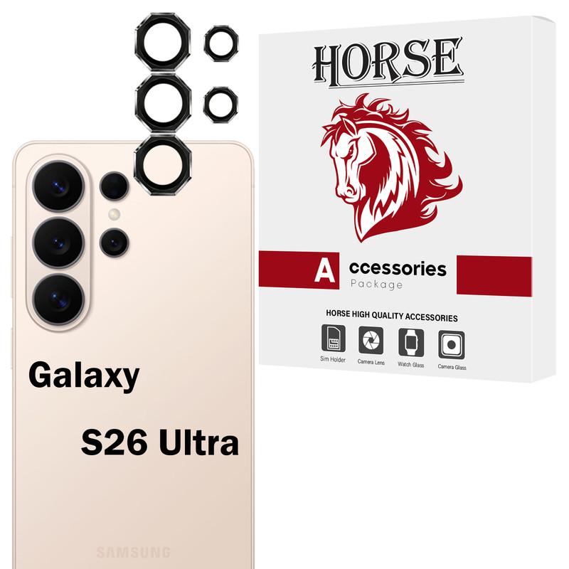 محافظ لنز دوربین شیشه‌ای هورس مدل R8ZH مناسب برای گوشی موبایل سامسونگ Galaxy S26 Ultra