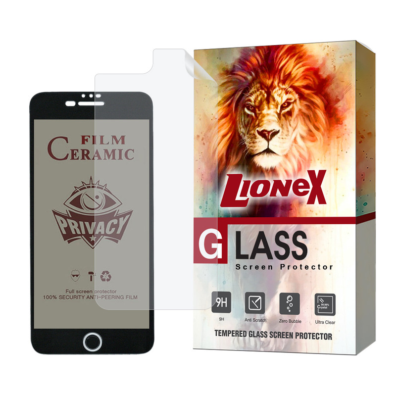 محافظ صفحه نمایش سرامیکی حریم شخصی لایونکس مدل CERPRIVNANOL مناسب برای گوشی موبایل اپل iPhone 8 Plus / 7 Plus به همراه محافظ پشت گوشی