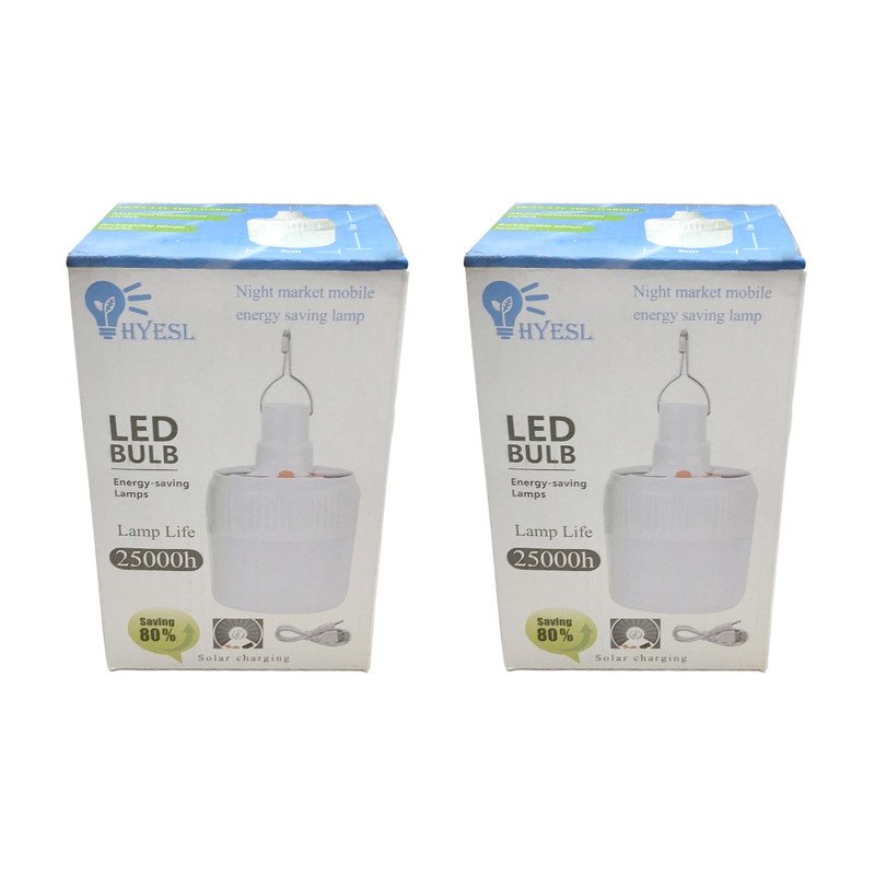 چراغ اضطراری مدل شارژی ریموت دار کد Led-Bulb-2500 مجموعه 2 عددی
