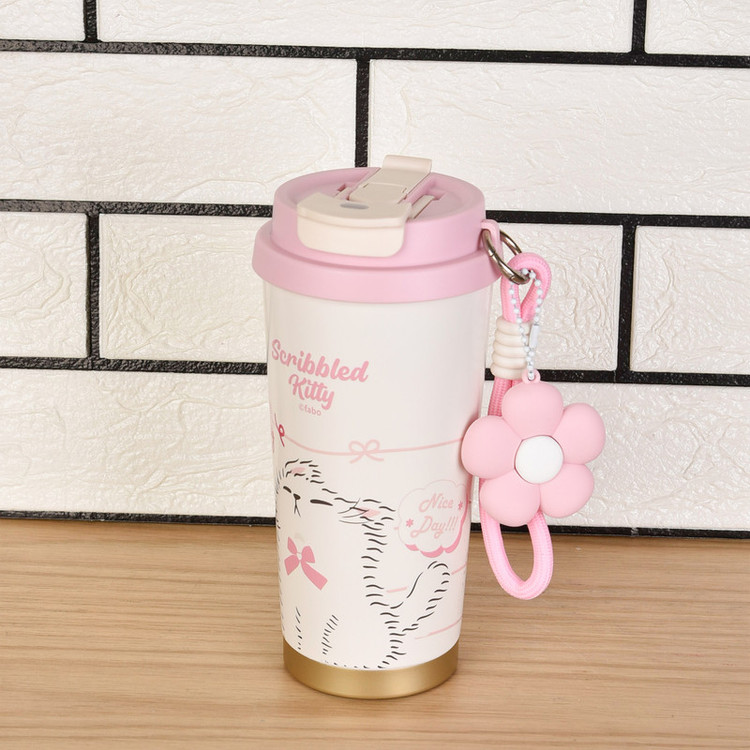 تراول ماگ مدل دو طرفه scribbled kitty گنجایش 0.52 لیتر