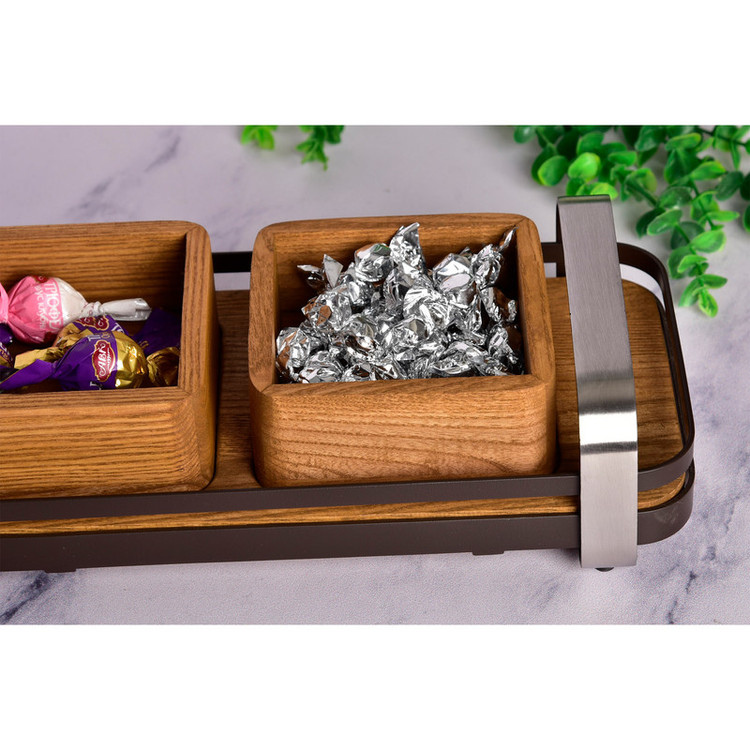 اردوخوری بیویکی 3 خانه طرح مجستیک کد 452203، جنس چوب، مناسب سرو و پذیرایی، شستشو با دست