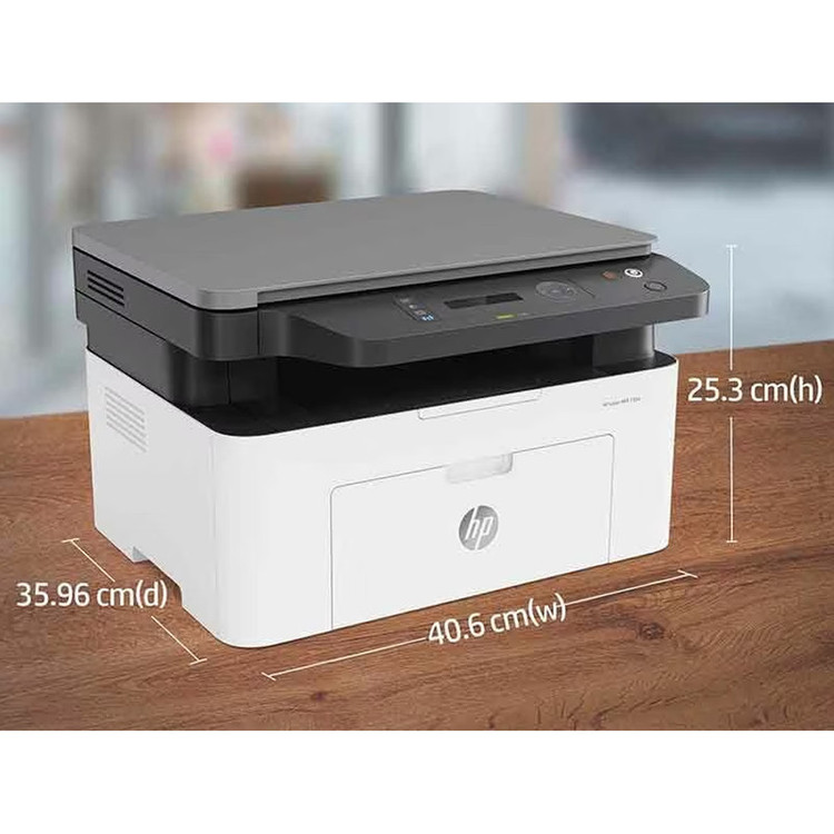 پرینتر لیزری 3 کاره اچپی مدل Laser MFP 136w با قابلیت پرینت، اسکن و کپی، مجهز به اتصال Wi-Fi و USB