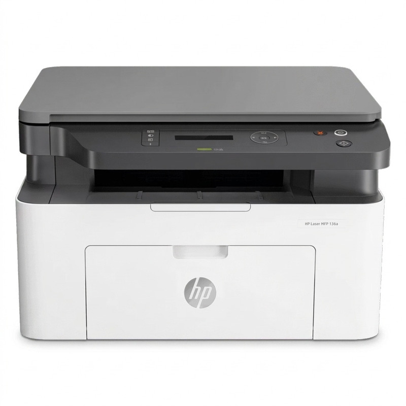 پرینتر لیزری 3 کاره اچ‌پی مدل LaserJet MFP 136a با قابلیت پرینت، اسکن و کپی، اتصال USB و نمایشگر
