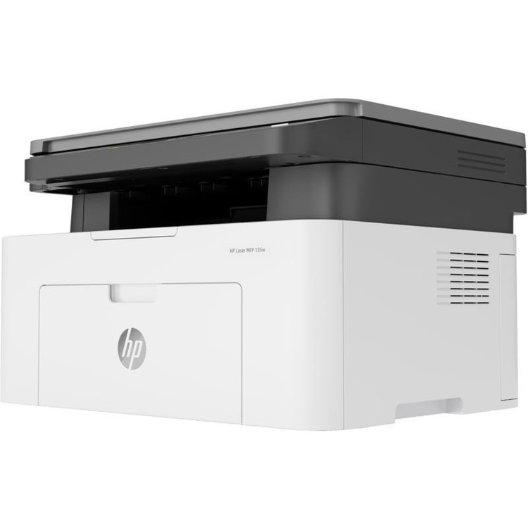 پرینتر اچ پی تک رنگ سه کاره با چاپ لیزری مدل Laser MFP 135w، سایز چاپ A4، قابلیت اتصال به شبکه بیسیم، سازگار با سیستم عامل ویندوز 7 و یا بالاتر