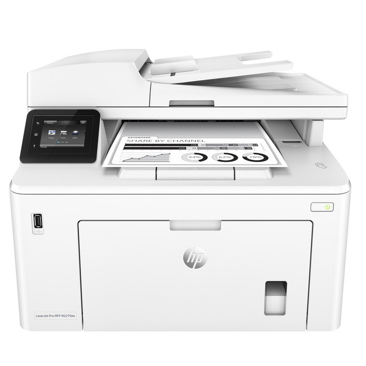 پرینتر اچ پی تک رنگ چهار کاره با چاپ لیزری مدل LaserJet Pro MFP M227fdw، سایز چاپ A4، امکان چاپ دو رو، قابلیت اتصال به WiFi