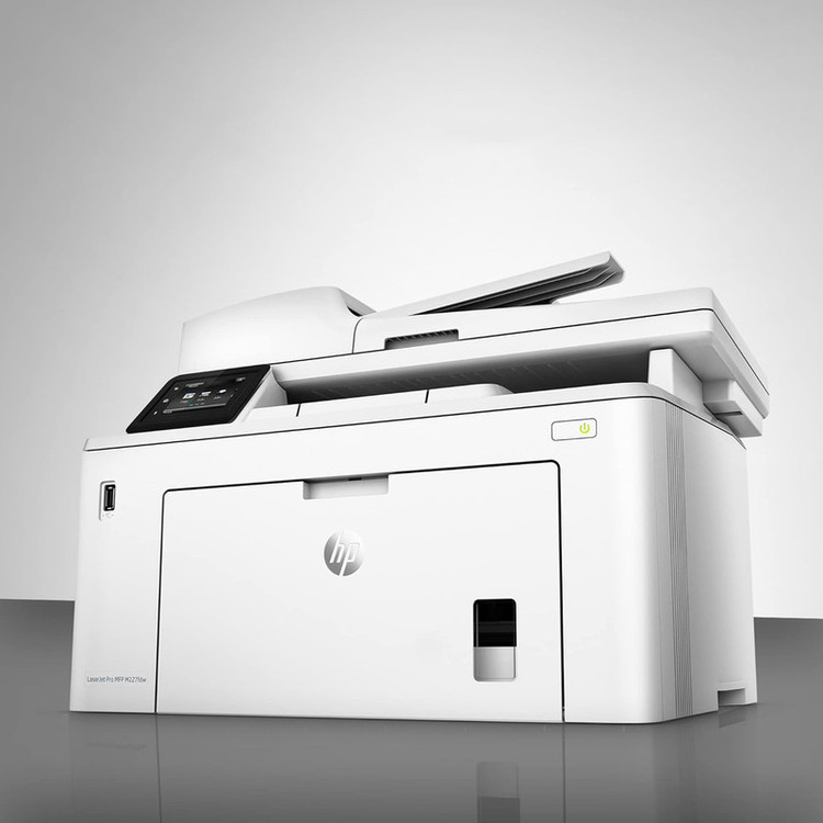 پرینتر اچ پی تک رنگ چهار کاره با چاپ لیزری مدل LaserJet Pro MFP M227fdw، سایز چاپ A4، امکان چاپ دو رو، قابلیت اتصال به WiFi