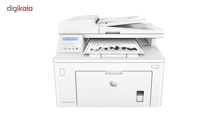 پرینتر اچ پی تک رنگ سه کاره با چاپ لیزری مدل LaserJet Pro MFP M227sdn، سایز چاپ A4، مجهز به تغذیه خودکار ADF، دارای اتصال شبکه، قابلیت چاپ دو رو