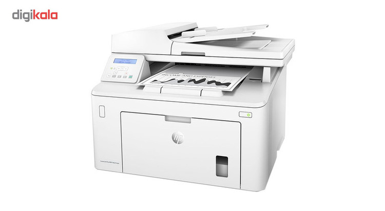 پرینتر اچ پی تک رنگ سه کاره با چاپ لیزری مدل LaserJet Pro MFP M227sdn، سایز چاپ A4، مجهز به تغذیه خودکار ADF، دارای اتصال شبکه، قابلیت چاپ دو رو