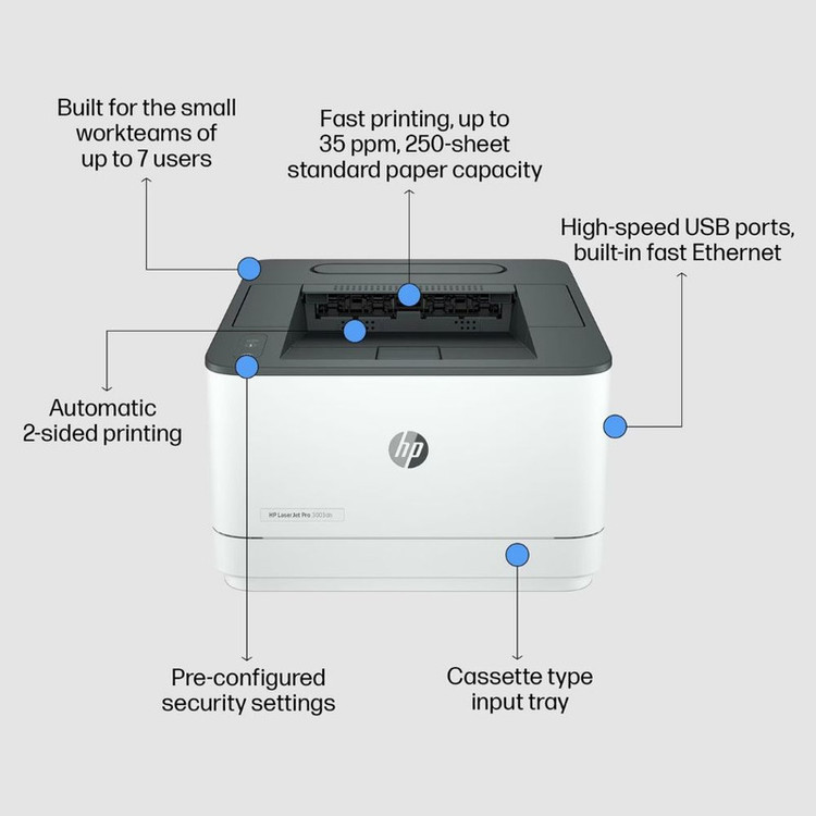 پرینتر لیزری تک کاره تک رنگ اچ پی مدل LaserJet Pro 3003dn با اتصال باسیم بیسیم سایز چاپ A4