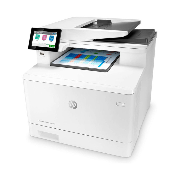 پرینتر اچپی رنگی چهار کاره با چاپ لیزری مدل Color LaserJet Enterprise MFP M480f، سایز چاپ A4، قابلیت چاپ دو روی خودکار، دارای صفحه نمایش LCD