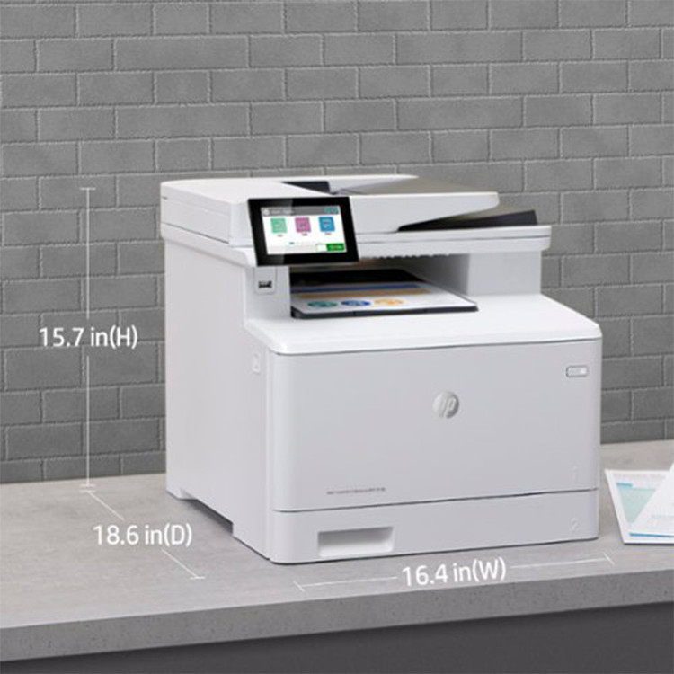 پرینتر اچپی رنگی چهار کاره با چاپ لیزری مدل Color LaserJet Enterprise MFP M480f، سایز چاپ A4، قابلیت چاپ دو روی خودکار، دارای صفحه نمایش LCD