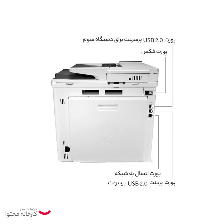 پرینتر اچپی رنگی چهار کاره با چاپ لیزری مدل Color LaserJet Enterprise MFP M480f، سایز چاپ A4، قابلیت چاپ دو روی خودکار، دارای صفحه نمایش LCD