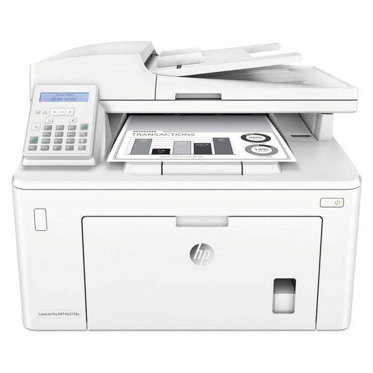 پرینتر اچ پی تک رنگ چهار کاره با چاپ لیزری مدل LaserJet Pro MFP M227fdn، سایز چاپ A4، مجهز به تغذیه خودکار ADF، قابلیت اتصال به WiFi