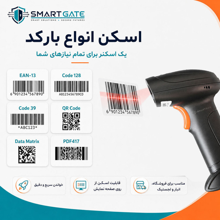 بارکدخوان دو بعدی بیسیم اسمارت گیت مدل U12-W