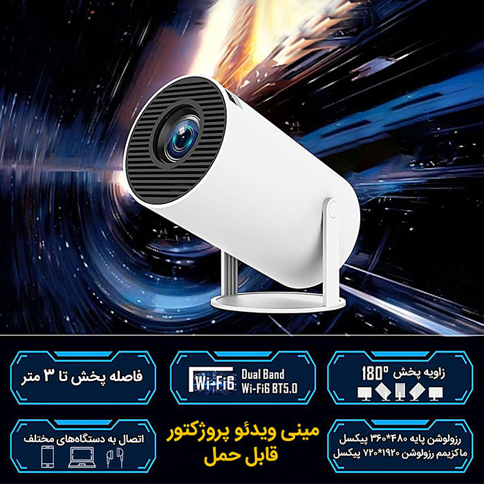 مینی ویدئو پروژکتور مدل P1400 با رزولوشن 360*480