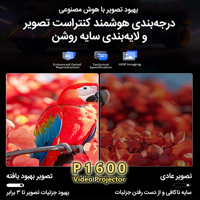 ویدئو پروژکتور مدل P1600 با وضوح تصویر 4K