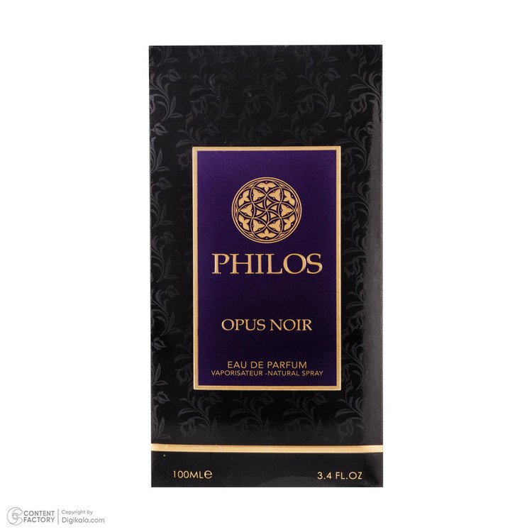 ادوپرفیوم الحمبرا مدل PHILOS OPUS NOIR با رایحه گرم حجم 100 میلیلیتر