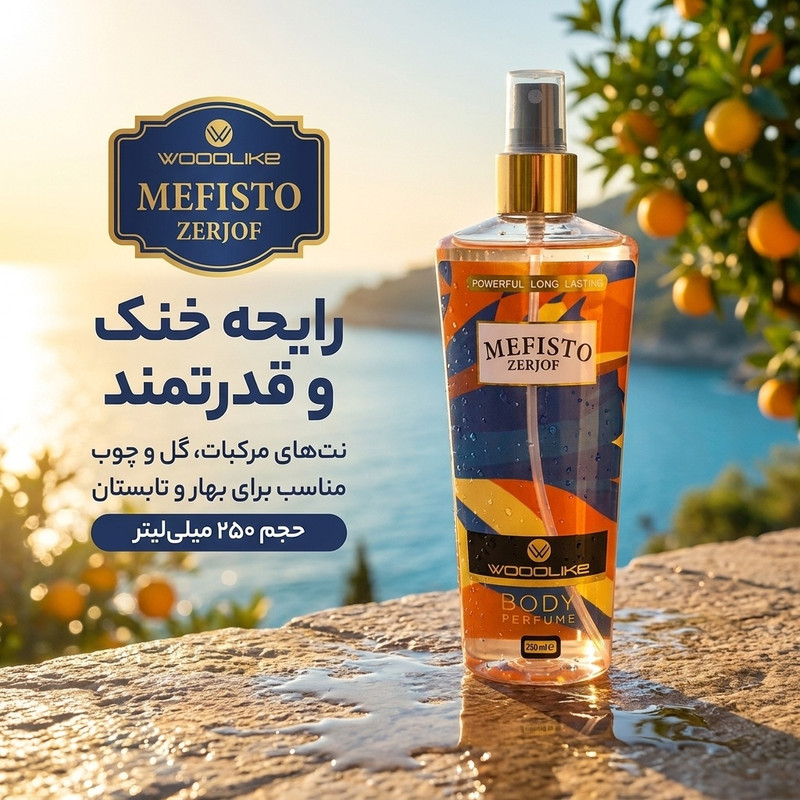 بادی اسپلش مردانه وودلایک مدل MEFISTO ZERJOF حجم 250 میلیلیتر