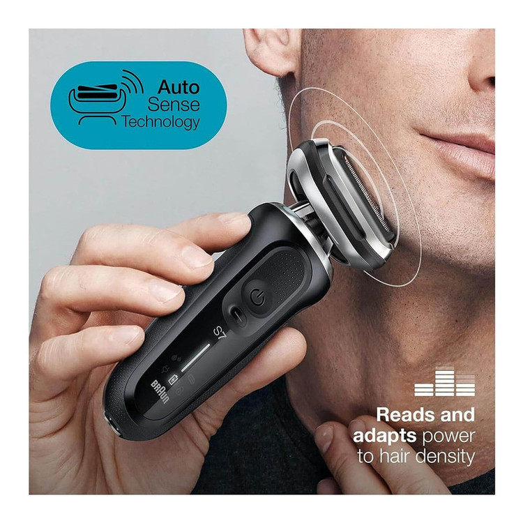 ماشین اصلاح موی صورت براون مدل 7075cc با تیغههای منعطف 360FLEX SYSTEM، تکنولوژی اسکن هوشمند مو، ضدآب، شارژ سریع 5 دقیقهای، استیشن SmartCare چهار کاره، سری خط زن مجزا و شانههای 1 تا 7 میلیمتر