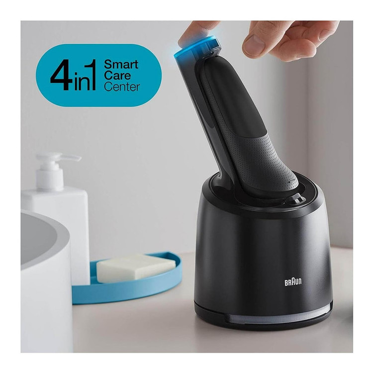 ماشین اصلاح موی صورت براون مدل 7075cc با تیغههای منعطف 360FLEX SYSTEM، تکنولوژی اسکن هوشمند مو، ضدآب، شارژ سریع 5 دقیقهای، استیشن SmartCare چهار کاره، سری خط زن مجزا و شانههای 1 تا 7 میلیمتر