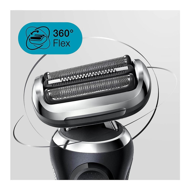 ماشین اصلاح موی صورت براون مدل 7075cc با تیغههای منعطف 360FLEX SYSTEM، تکنولوژی اسکن هوشمند مو، ضدآب، شارژ سریع 5 دقیقهای، استیشن SmartCare چهار کاره، سری خط زن مجزا و شانههای 1 تا 7 میلیمتر