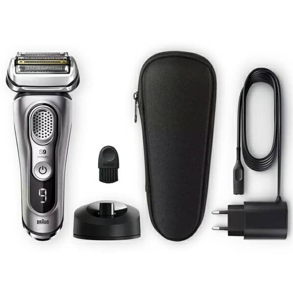 ماشین اصلاح موی صورت براون مدل 9325s با تیغه تیتانیوم پیشرفته، ضدآب، اصلاح فویلی، سنسور تشخیص تراکم مو، قابلیت تغییر زاویه، شارژ سریع 5 دقیقه، مدت استفاده 60 دقیقه، همراه با استند شارژ و کیف هارد کیس